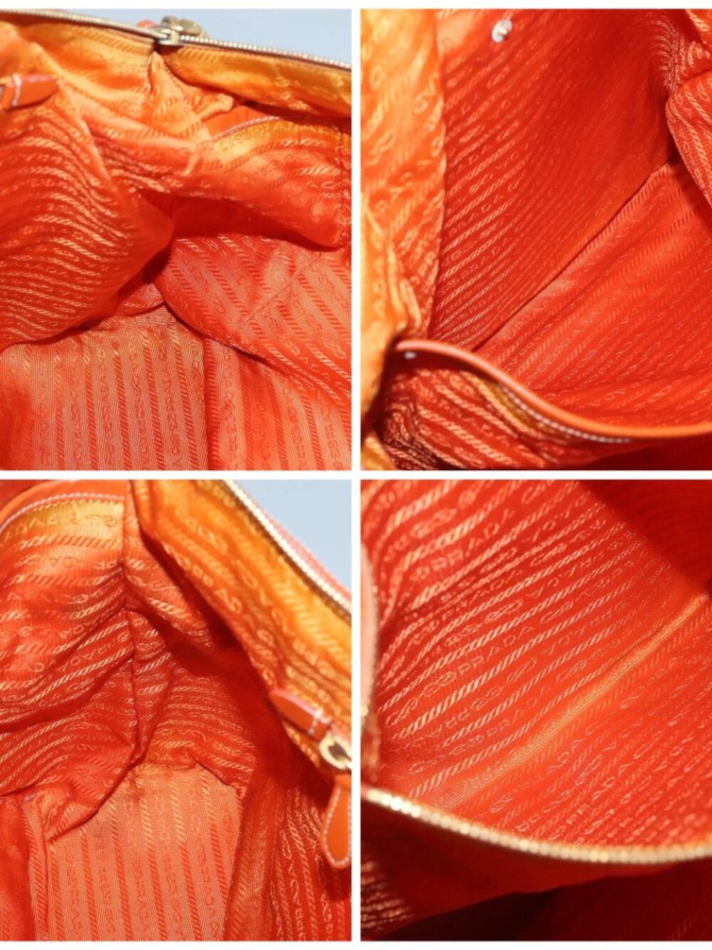 PRADA Tote Bag Nylon 2way Orange Gold Auth ep9199 - Picture 16 of 16